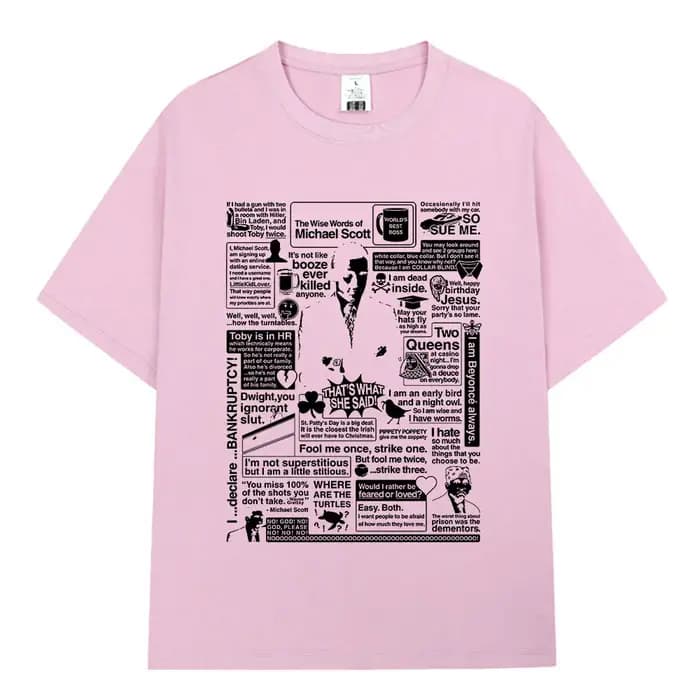 Les mots sages de Michael Scott hommage le bureau T-shirt série TV Dwight Schrute Jim Halpert T-Shirts surdimensionnés à manches courtes