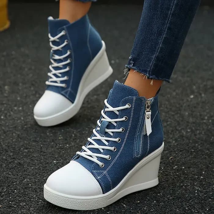 Baskets montantes à talons compensés pour femmes