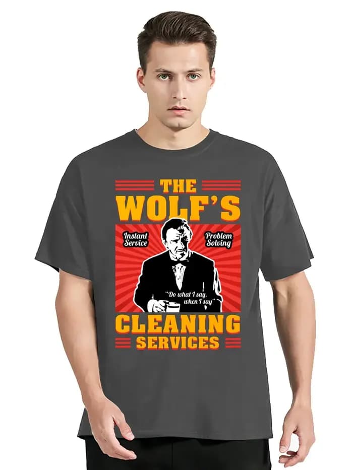 Film Pulp Fiction le loup Vintage T-Shirt vêtements pour hommes surdimensionné