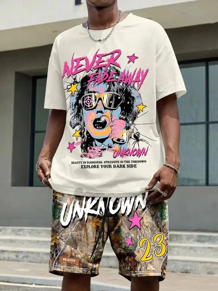 T-shirt d'été décontracté à col rond pour hommes