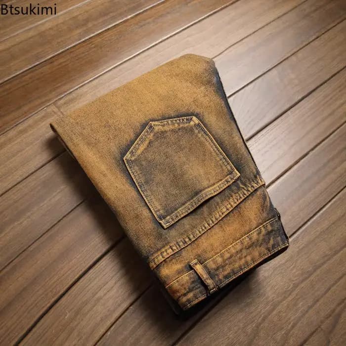 Nouveau jean rétro homme déchiré jambe droite pantalon