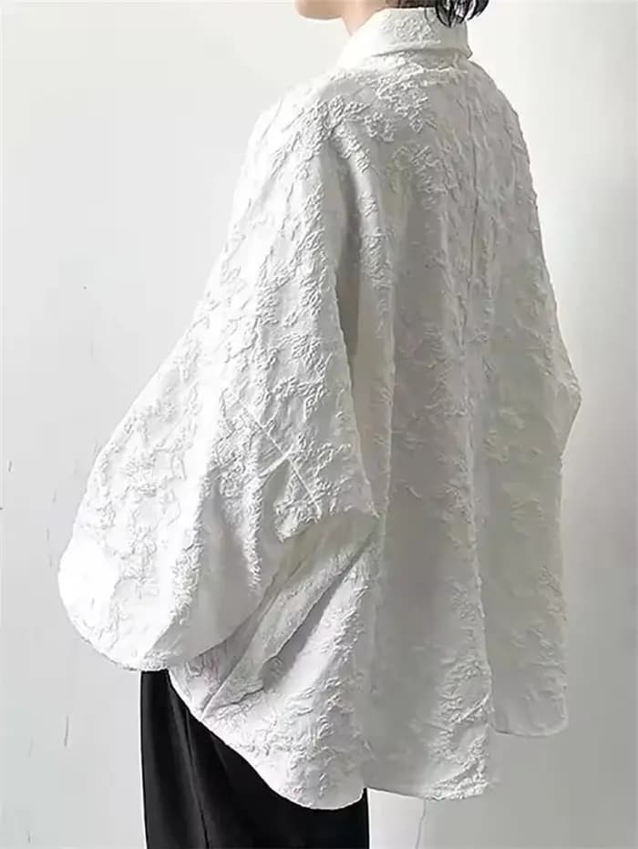 Chemise Jacquard froissée blanche 3XL pour hommes