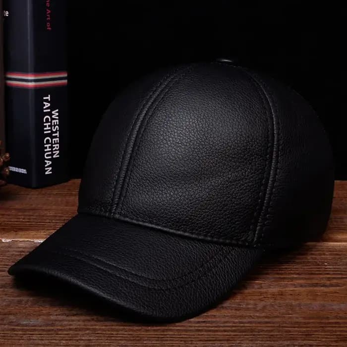 Casquette de baseball en cuir véritable pour hommes
