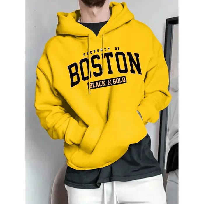 Sweat à capuche pour homme inspiré de la mode parisienne avec imprimé géométrique et poche kangourou