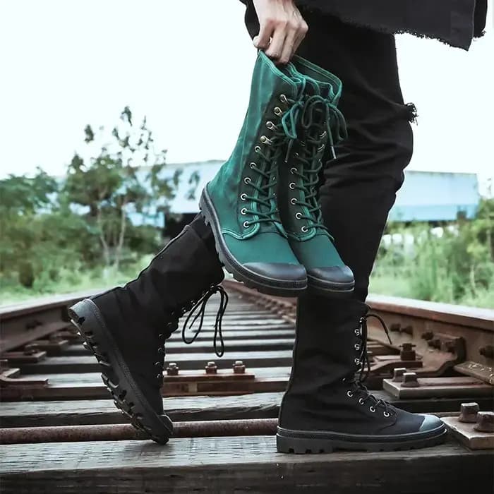 Bottes en toile pour hommes mode fond plat