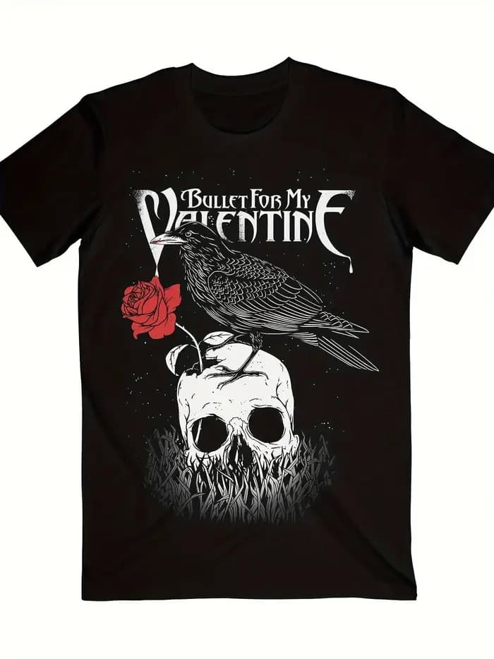 Bullet For My Valentine Raven T-Shirt 100% coton graphique à manches courtes chemise unisexe hommes femmes été