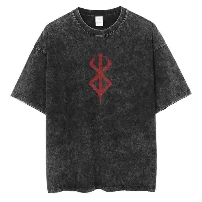 Anime Berserk Logo graphique imprimé t-shirt hommes femmes Vintage Manga T-shirts lavé coton