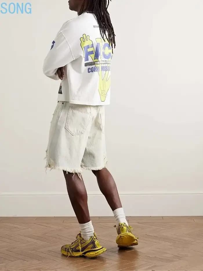 T-shirts blancs rétro délavés surdimensionnés pour hommes et femmes