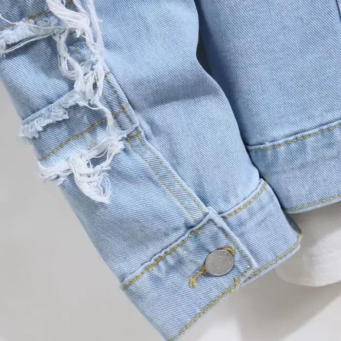 Veste en jean déchirée pour hommes