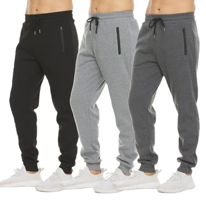 Pantalon cargo monochrome avec poches zippées pour hommes