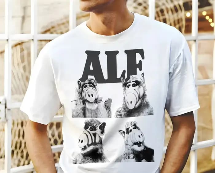 Film Affiche 80s Dessin animé graphique t-shirts 90s Rétro Style ALF rick TV Show Unisexe tshirt 100% coton Adulte toutes tailles S-6XL