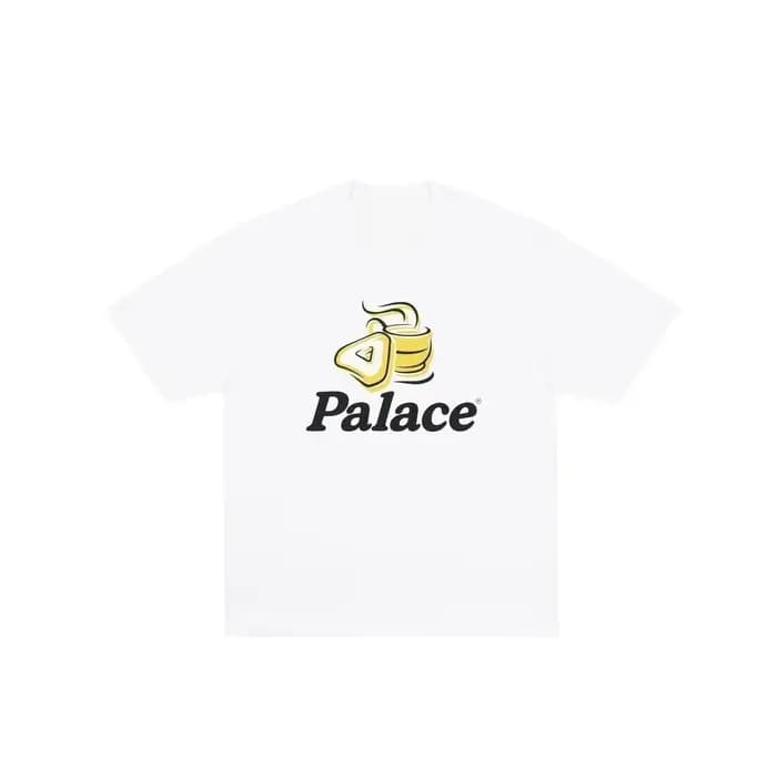 T-shirt unisexe en coton imprimé logo triangle tasse de café jaune Palace