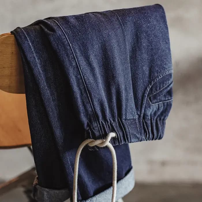Jeans décontractés Maden 10oz Jogger en denim avec taille élastique et cordon de serrage, pantalon droit délavé pour hommes, printemps et automne