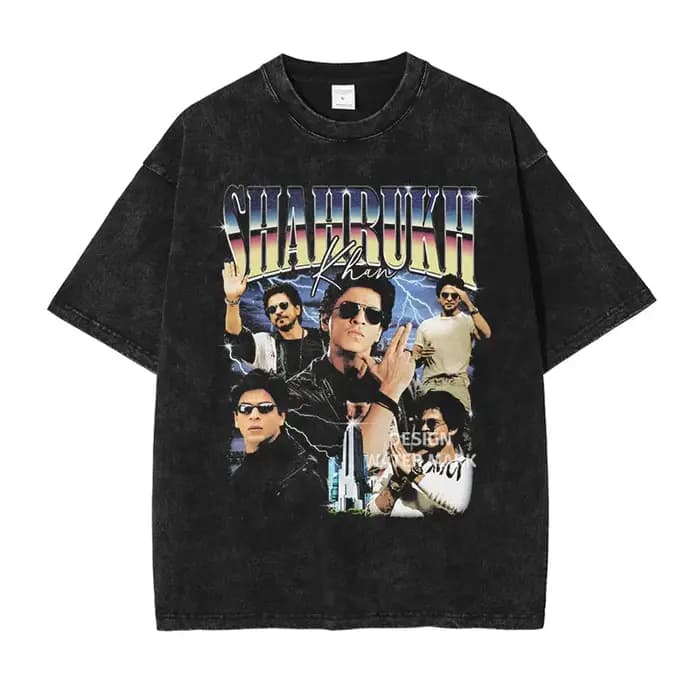 Shahrukh Khan T-shirt SRK Star du film Vintage lavé hauts t-shirts surdimensionné T-shirt Harajuku m