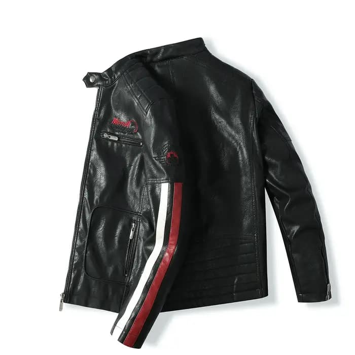 Veste de moto en cuir PU pour hommes