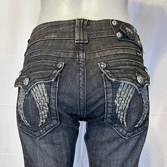 Cargo femmes Y2k gothique brodé strass noir américain rétro Vintage taille haute Denim jean Streetwear coupe ample décontracté