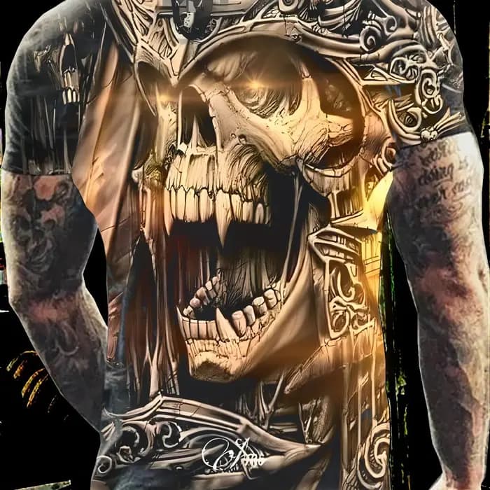 T-shirt imprimé tête de mort pour homme