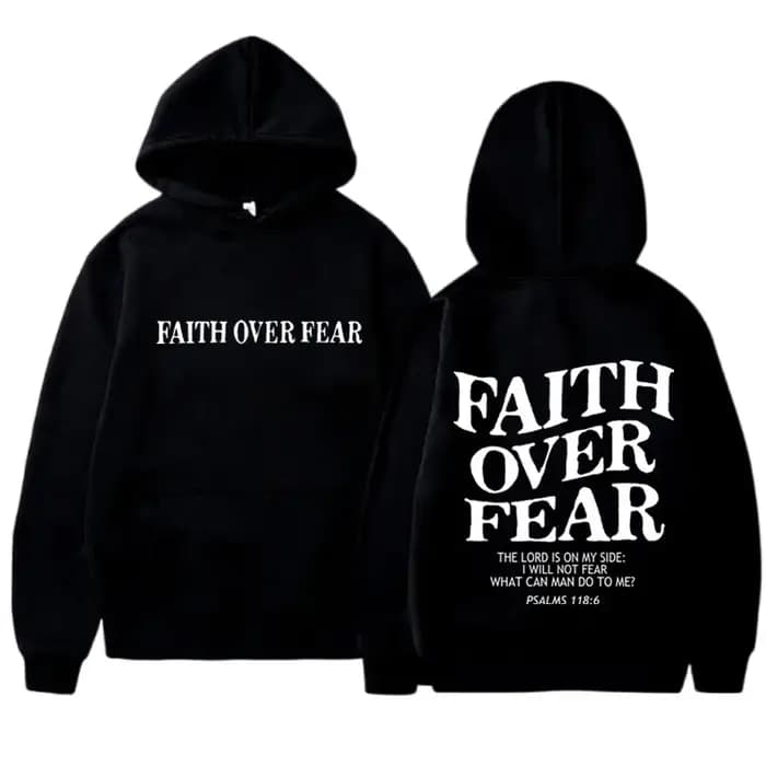Sweat-shirt à capuche graphique « Faith Over Fear » pour homme