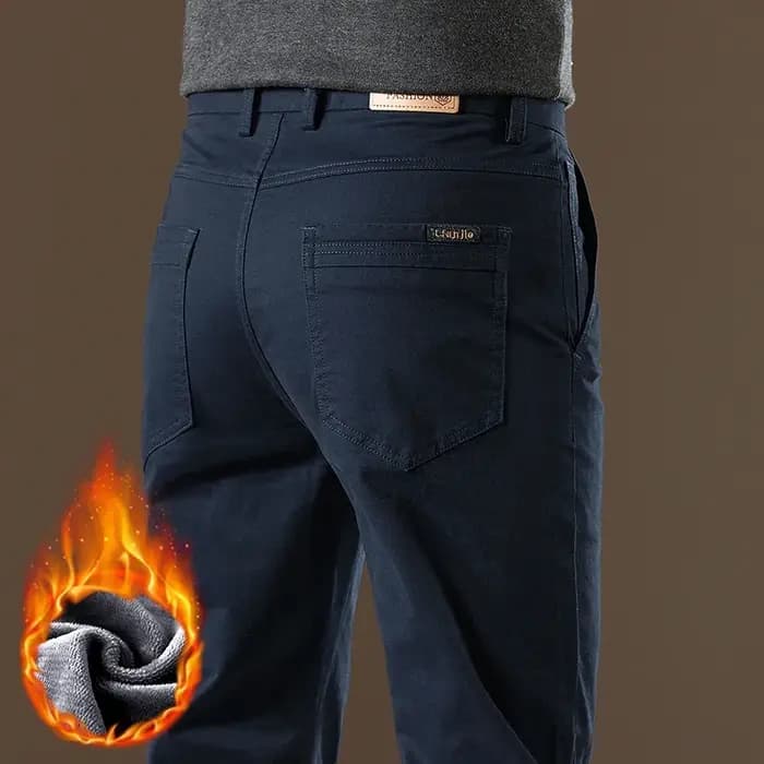 97% coton polaire affaires pantalons décontractés hommes droit confortable Stretch chaud pantalon hi