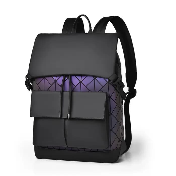 Sac à dos tendance noir pour hommes avec détail matelassé violet