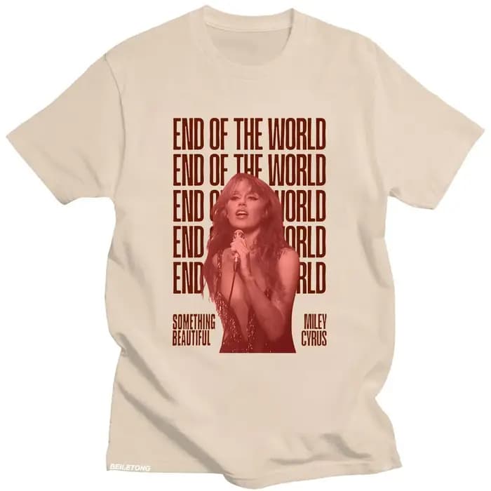 Miley Cyrus fin du monde T-shirt quelque chose belle 2025 impression graphique t-shirts coton