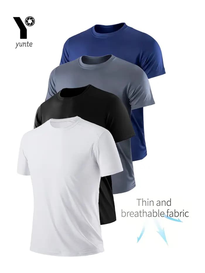 T-Shirt col rond 4 couleurs noir et blanc gris marine ultra-léger homme séchage rapide respirant che