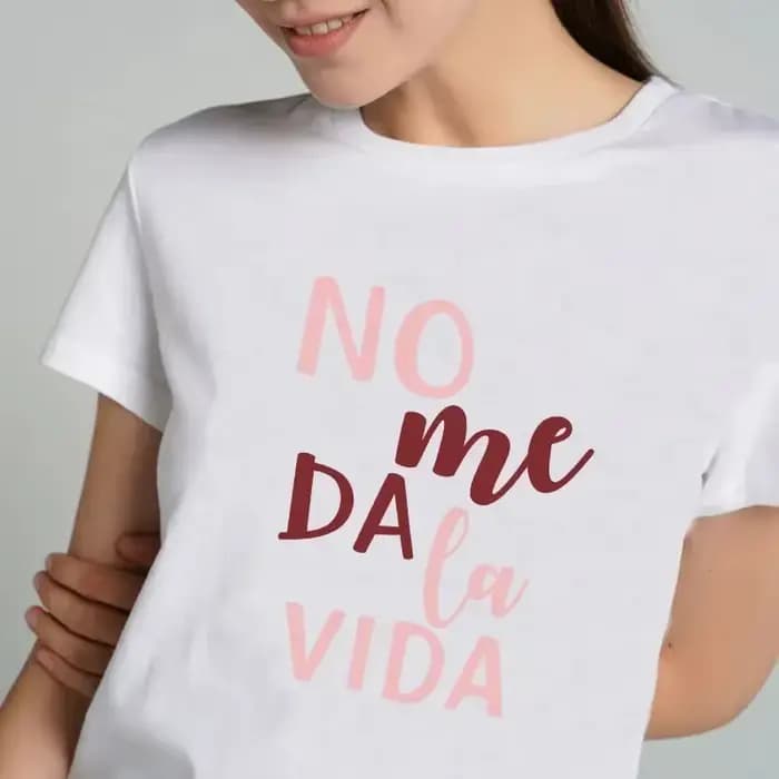 T-shirt imprimé phrase Simple No Me Dala Vida été noir blanc rose lettre Base modèle ample grand