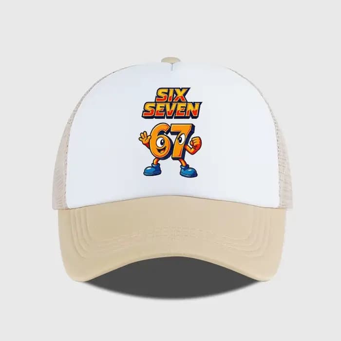 Casquette en maille éponge tendance motif dessin animé 67 Six Seven