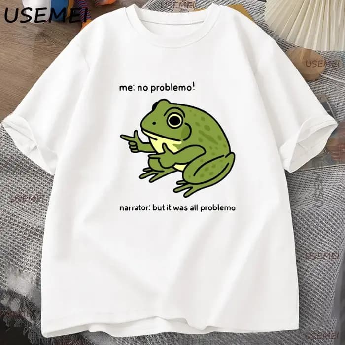 Drôle grenouille Me aucun problème T-shirt graphique t-shirts décontracté col rond coton à manches courtes
