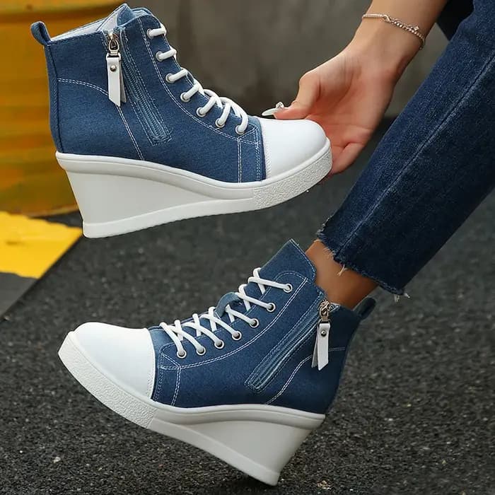 Baskets montantes à talons compensés pour femmes