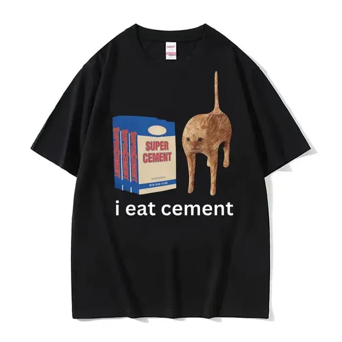 T-shirt homme femme 100% coton, humoristique et décontracté, imprimé marrant, Industries castique, mème de chat aléatoire