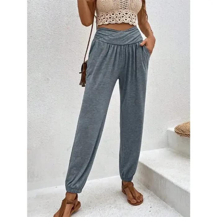 Nouveau Vêtements européens américains pantalons de maison avec tempérament décontracté poches amples taille haute Leggings pantalon pour les femmes
