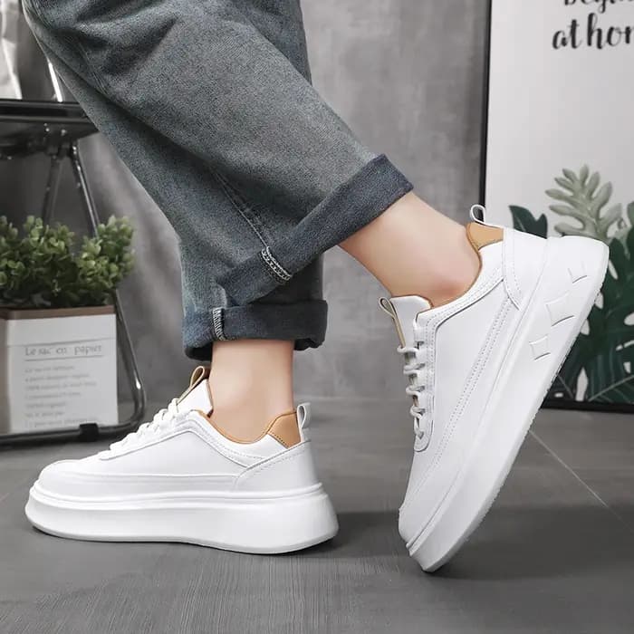 Mode blanc hommes espadrilles décontractées plate-forme extérieure chaussures de course respirant