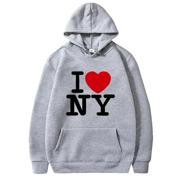 Pull à capuche imprimé I Love New York pour hommes et femmes