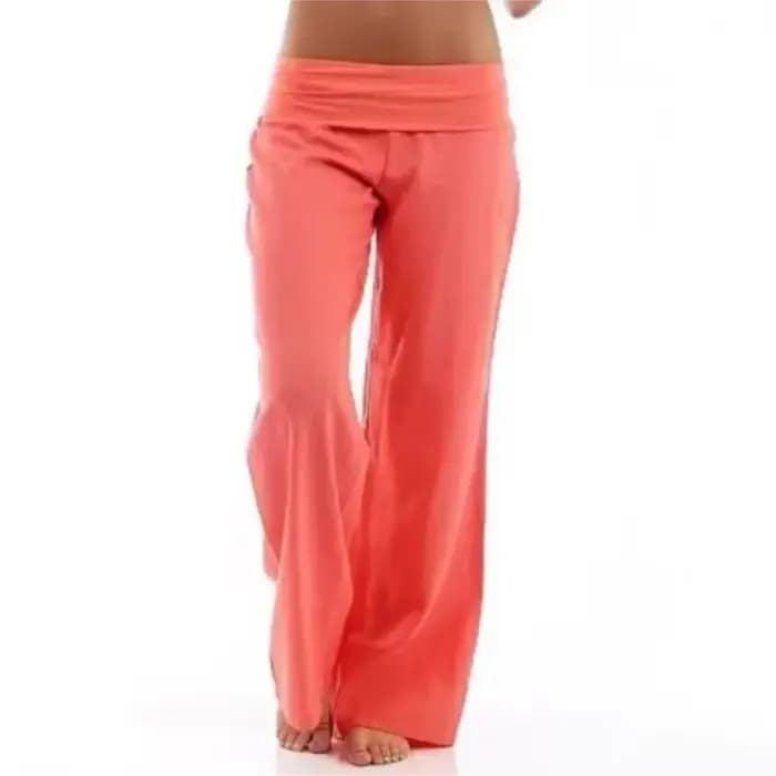 Pantalon de jogging décontracté taille haute à jambe large couleur unie pour femme – Nouveauté été