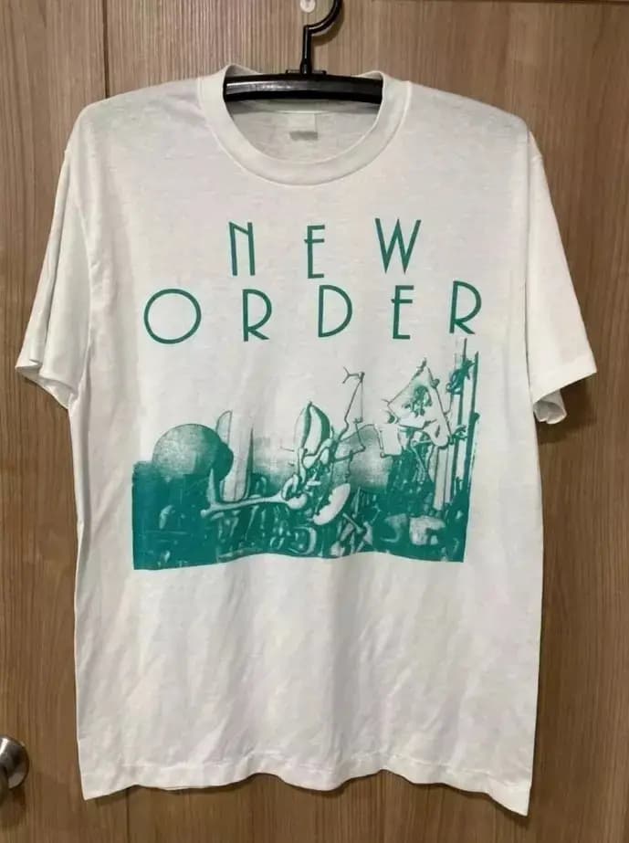 T-shirt unisexe blanc vintage New Order 80s New Wave Concert Tour