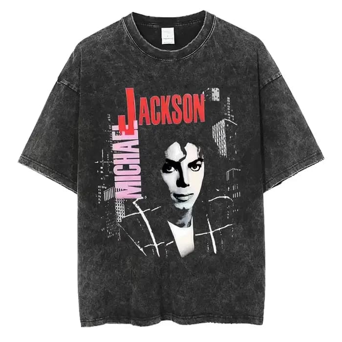 T-shirt vintage lavé avec graphisme de Michael Jackson pour hommes et femmes, t-shirts classiques ré