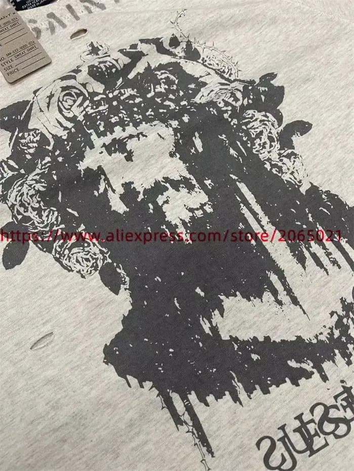T-shirt imprimé graffiti Saint pour hommes et femmes