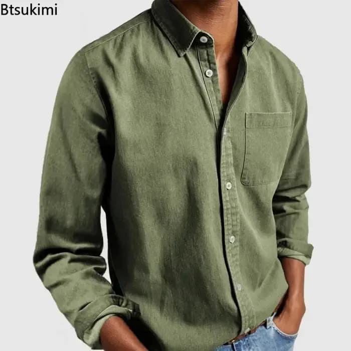 2026 mode vêtements pour hommes respirant coton à manches longues chemise ample décontractée