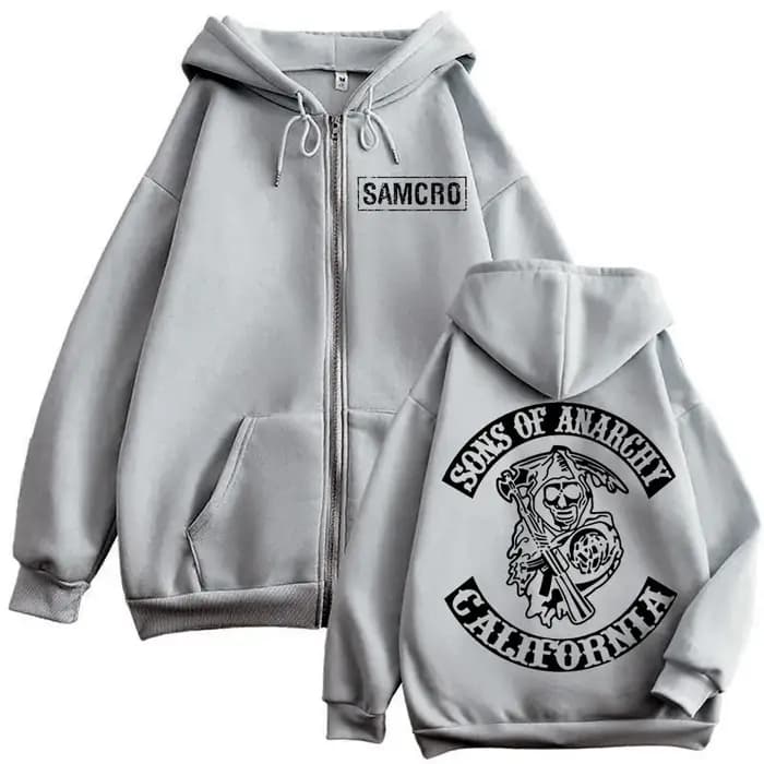 Sons of Anarchy – sweat à capuche avec fermeture éclair imprimée Double face pour hommes et femmes,