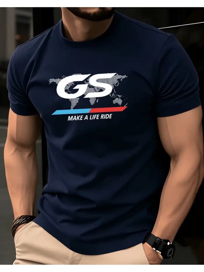 T-shirt à manches courtes avec lettres World Map Gs pour hommes et femmes, haut à col rond pour un u