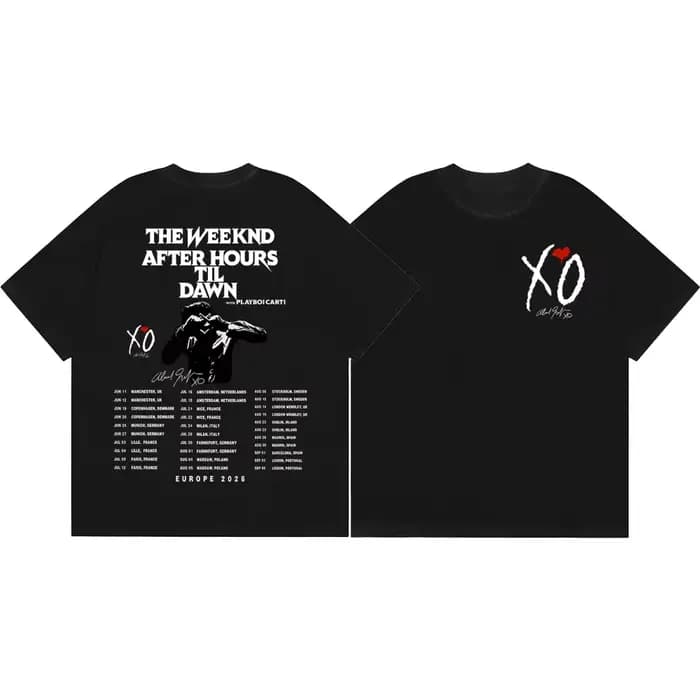 T-shirt graphique The Weeknd After Hours Til Dawn Tour 2026, t-shirt à manches courtes vintage hip h
