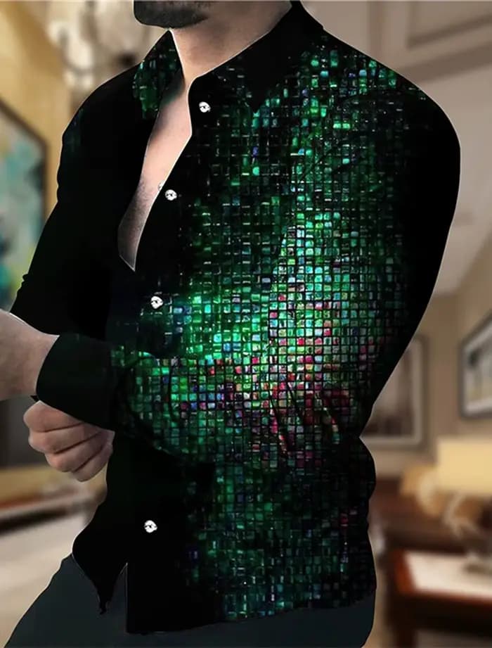 Chemise boutonnée à manches longues pour hommes
