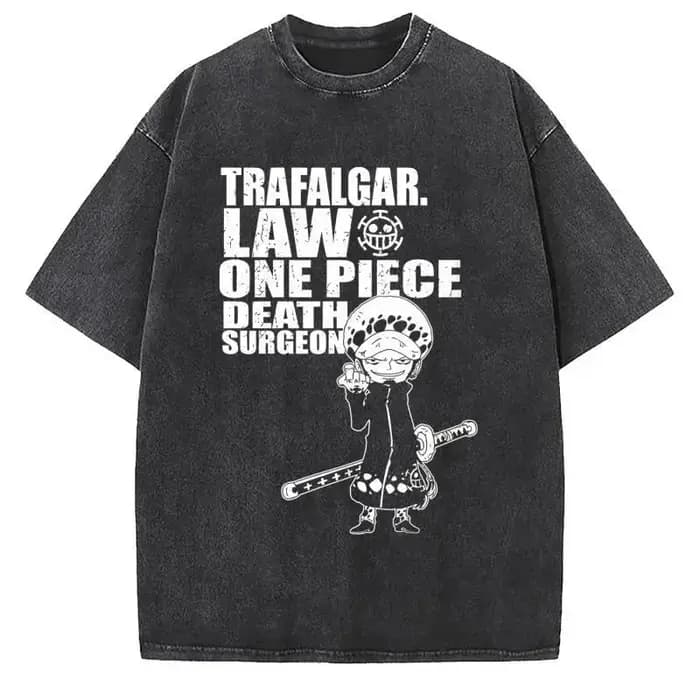 T-shirt unisexe délavé à imprimé graphique anime vintage gothique