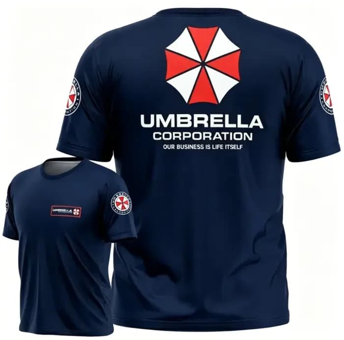 T-shirt Resident Evil Umbrella Corporation - Logo et slogan emblématiques noirs imprimés en 3D