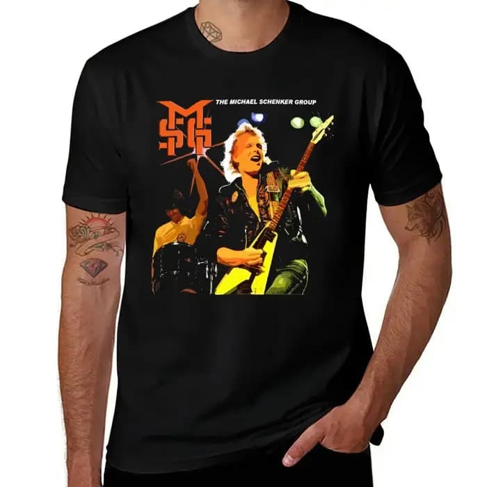 T-shirt graphique en coton Michael Schenker pour hommes, chemise graphique, vêtements de rue, musiqu