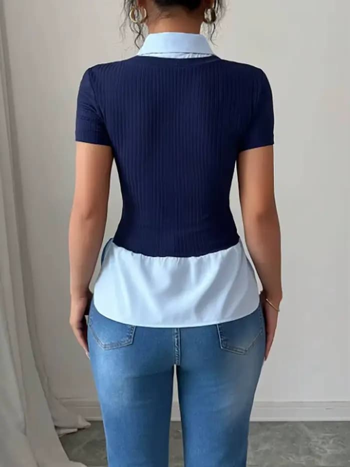 T-shirt pour femme Printemps-Été Bleu marine