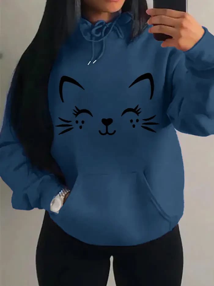Simple mot chat motif heureux femmes sweats à capuche mode décontracté Streetwear personnalité Hip Hop sweat