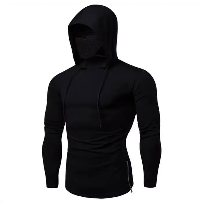 2025 Hommes Cagoule Sweat à capuche zippé Hiver Chaud Sweat-shirt décontracté avec masque facial à c