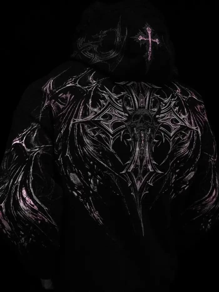 Sweat-shirt à capuche Breathedivinity Dark Wind avec imprimé - Veste au style unique pour un look rétro streetwear